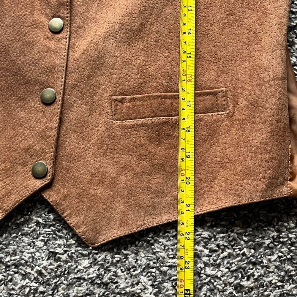Vintage Split End 90s Brown Leather Vest Womens L Leather Southwest Horse Girl - Picture 8 of 8